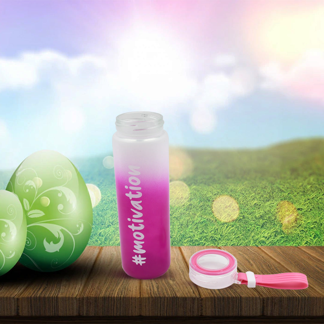 Motivational Glass Water Bottle Colorful portable Water Glass Bottle (350 ML)