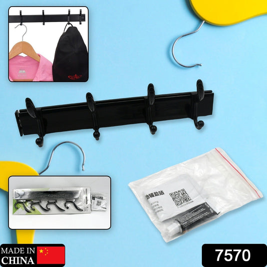 Extra Long 4-Hook Wall Coat Hanger with Eco Adhesive
