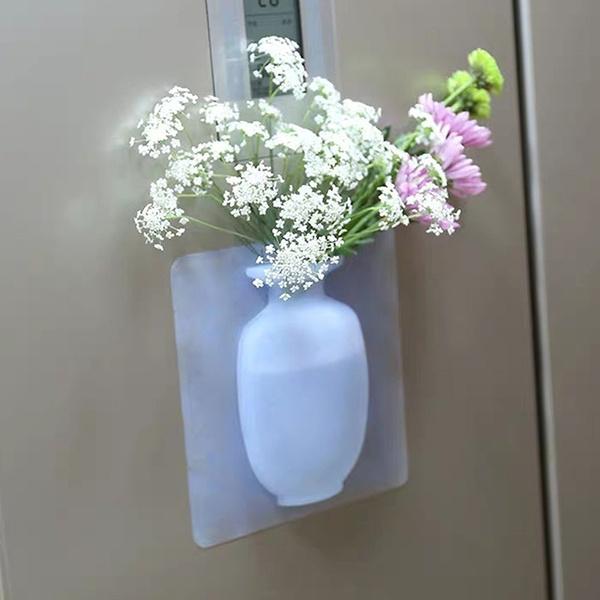 Wall Hanging Silicone Flower Pot Sticker Plant Rack for Decoration (MultiColour)