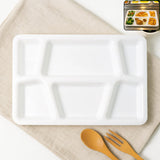 Plastic Multi-Compartment Rectangular Meal Serving Tray / Plate (1 Pc / White)