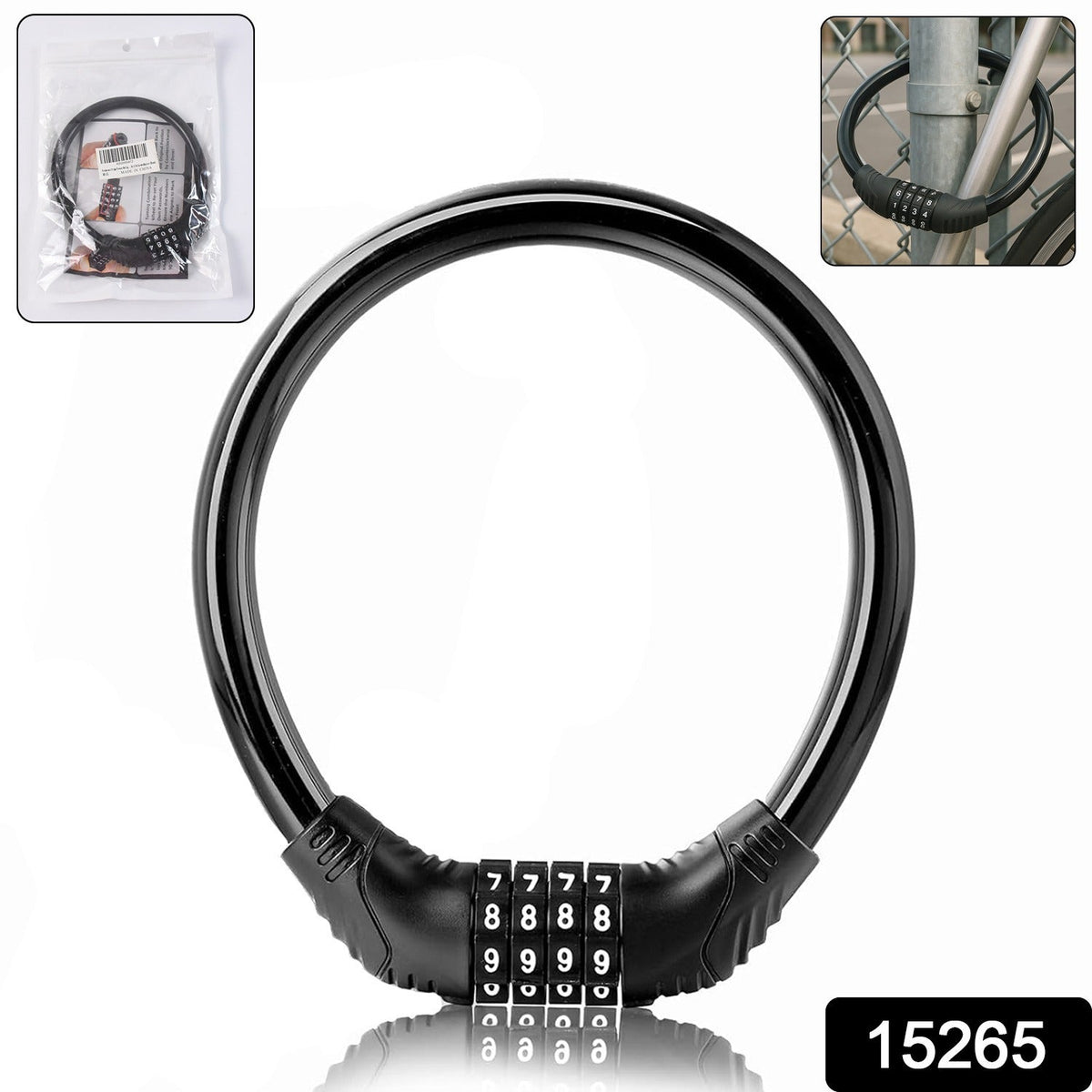 Bike Lock Cable Resettable Cable Lock - Self Coiling 4 Digit Combination Bike Lock