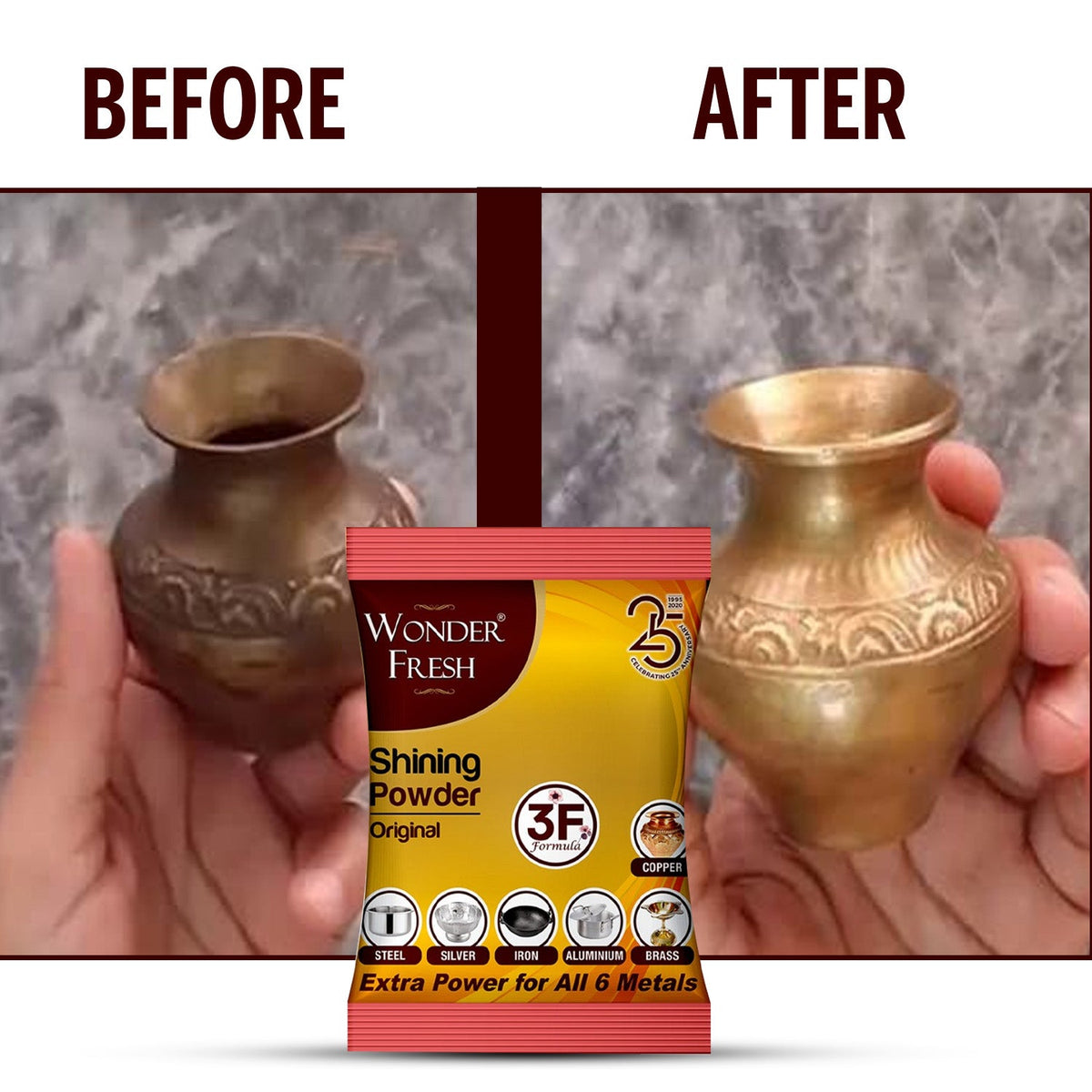 Shining Powder Cleans Polishes Copper Brass Silver Aluminum Iron Steel Removes 200 GM