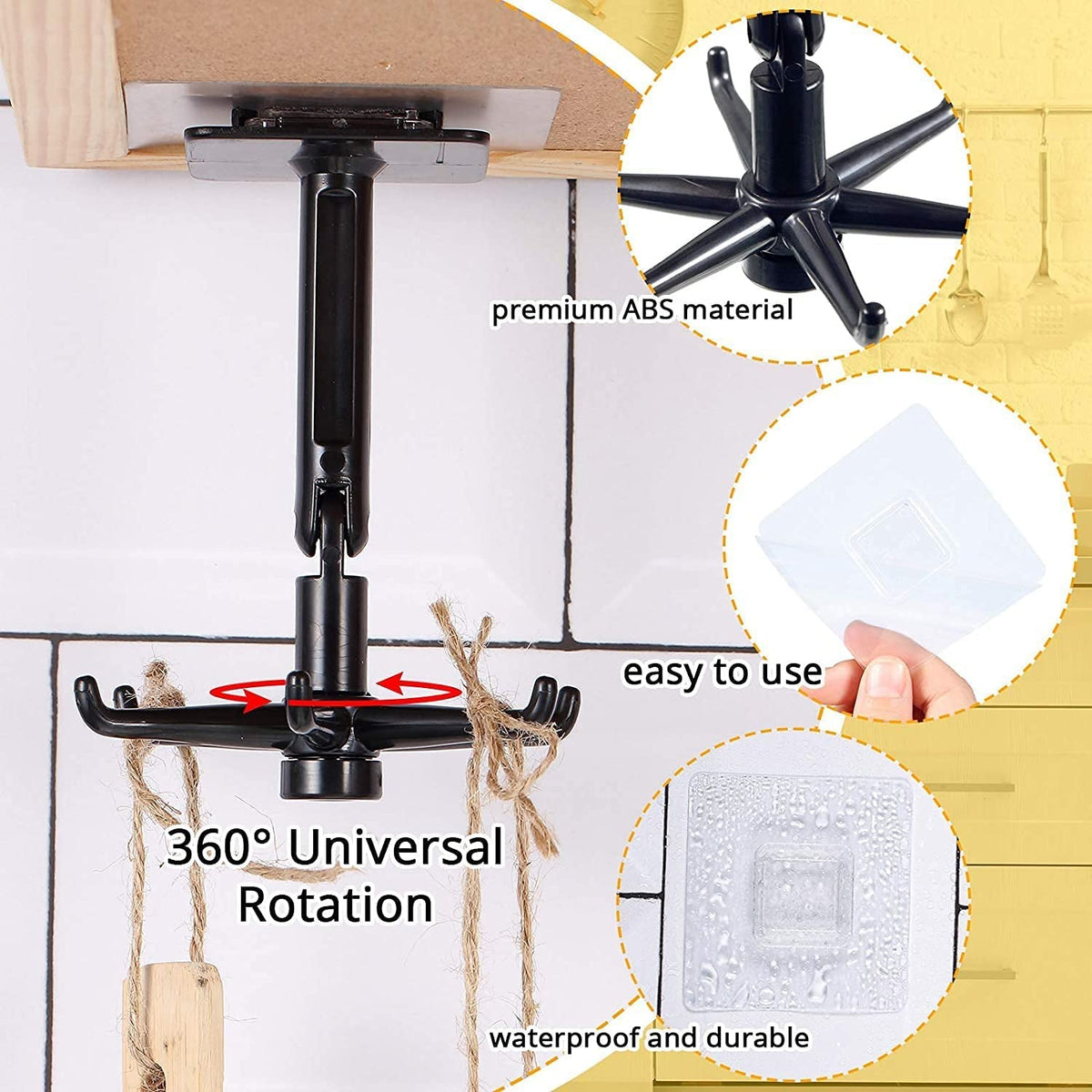 Rotatable hooks for hanging 360 (1 Pc / Black)
