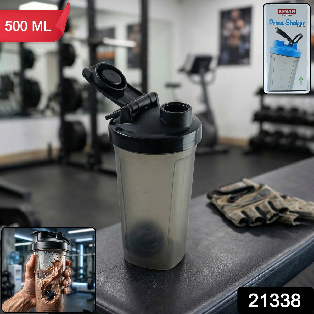 500 ML Plastic Prime Gym Shaker Bottle (1 Pc)