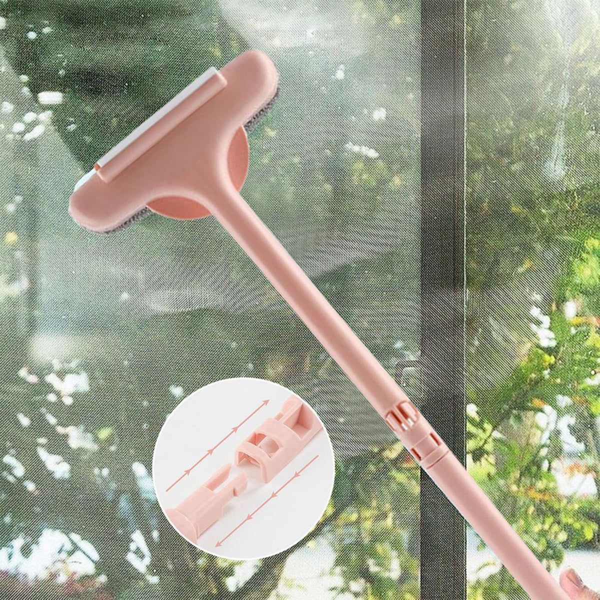 Brush 2 in 1 Mesh Cleaning Brush & Wiper with Extended Handle Window Cleaning Brush (1 Pc)