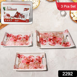 Plastic Rectangular Serving Tray Set – Printed Design Trays for Home & Kitchen