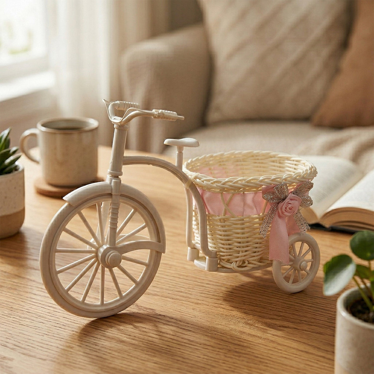 Decorative Bicycle Flower Pot with Basket (1 Pc)