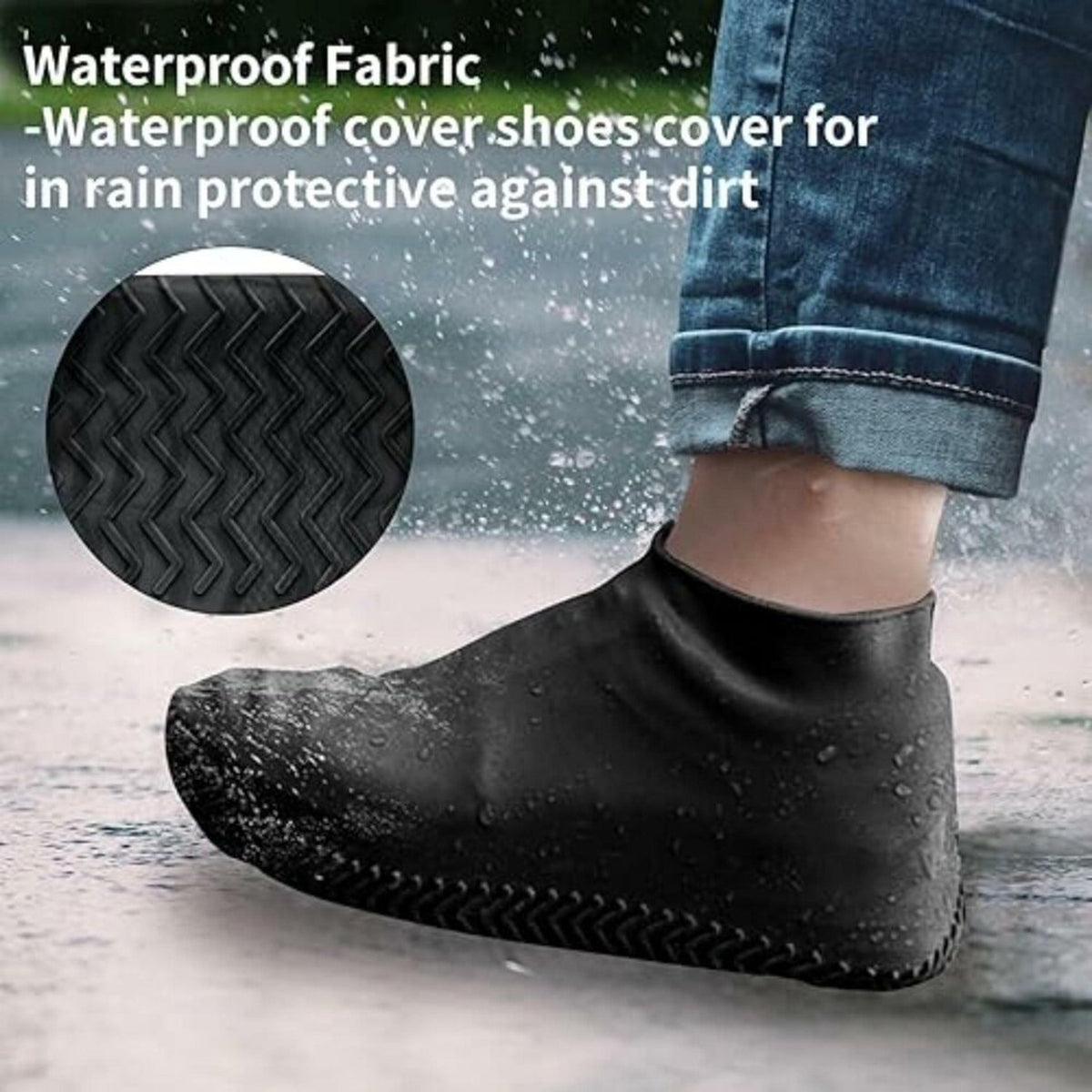 Waterproof Silicone Shoe Cover Black Color (1 Pair, Medium Size)