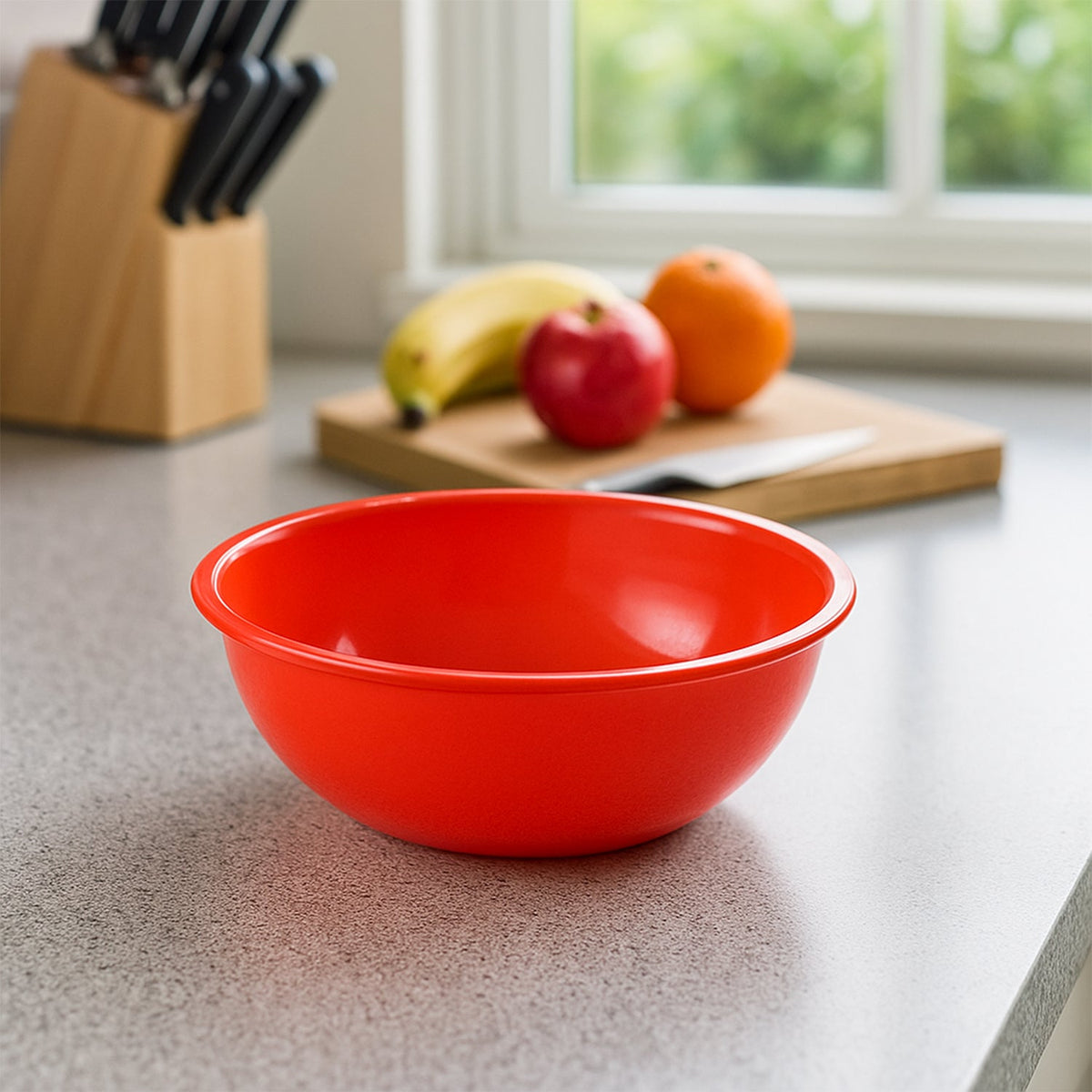 Plastic 6 Inch Red Round Deep Serving Bowl (1 Pc)