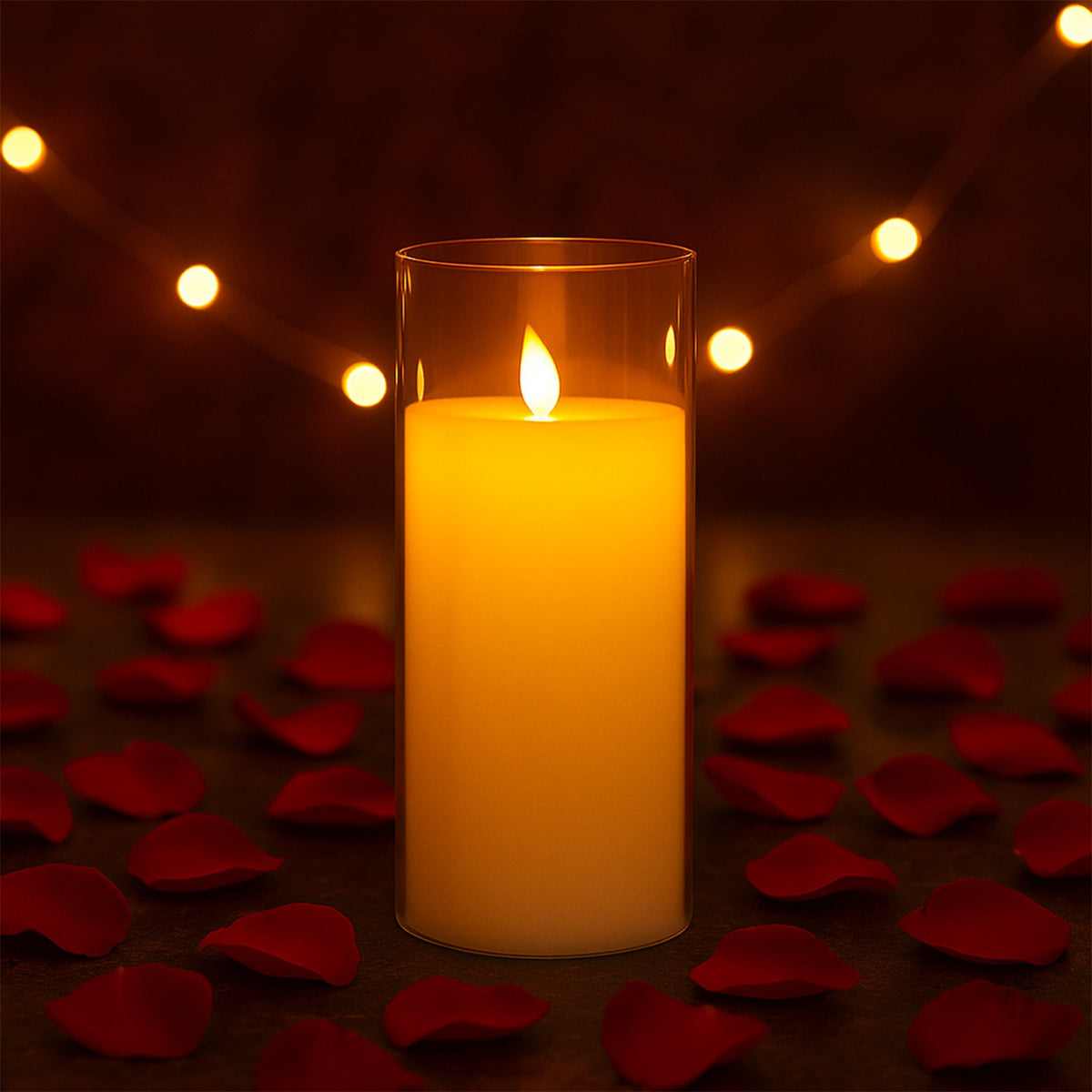 LED Flameless Candle Light with Flickering Flame Effect in Glass Cover (1 Pc)