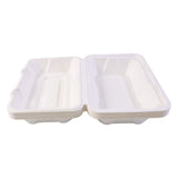 Eco-friendly bagasse food box close up