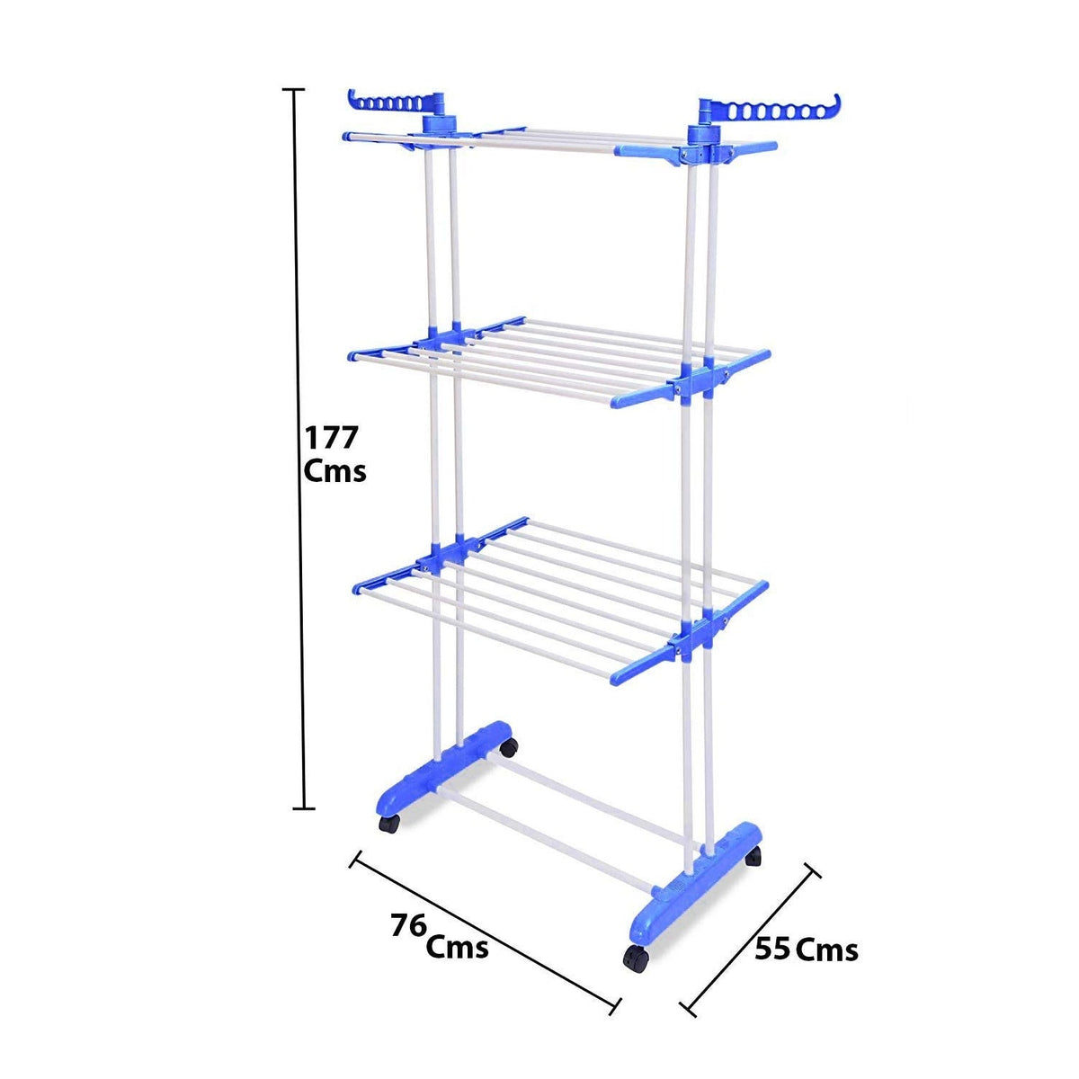 3 Layer Foldable Clothes Drying Stand Rack with Wheels (1 Pc)