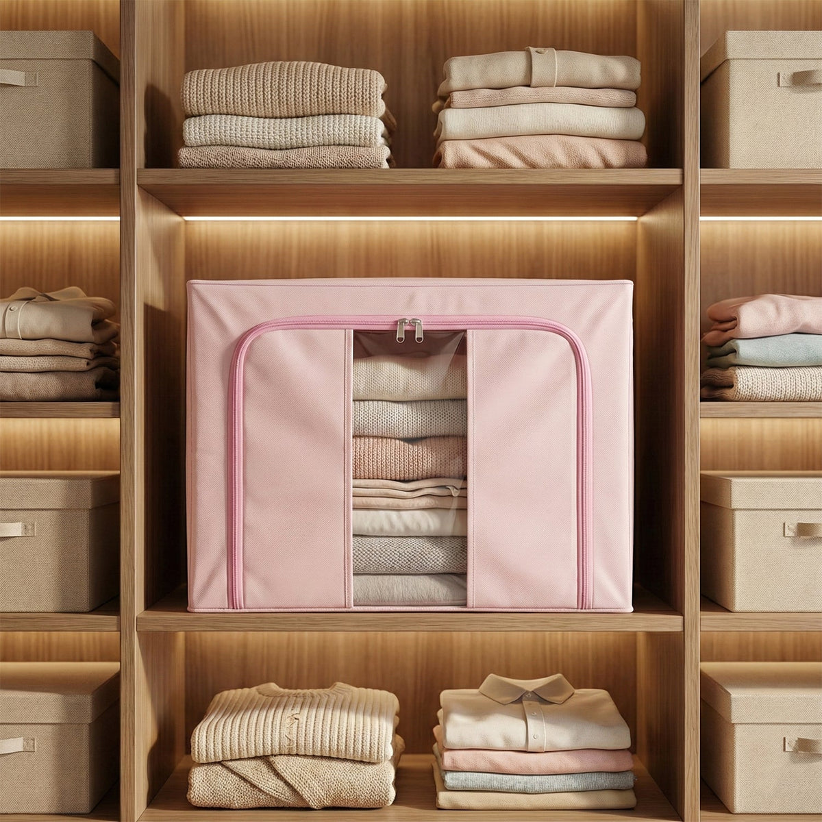 Foldable Fabric Clothes Storage Organizer Box (33 × 49 CM, 1 Pc)
