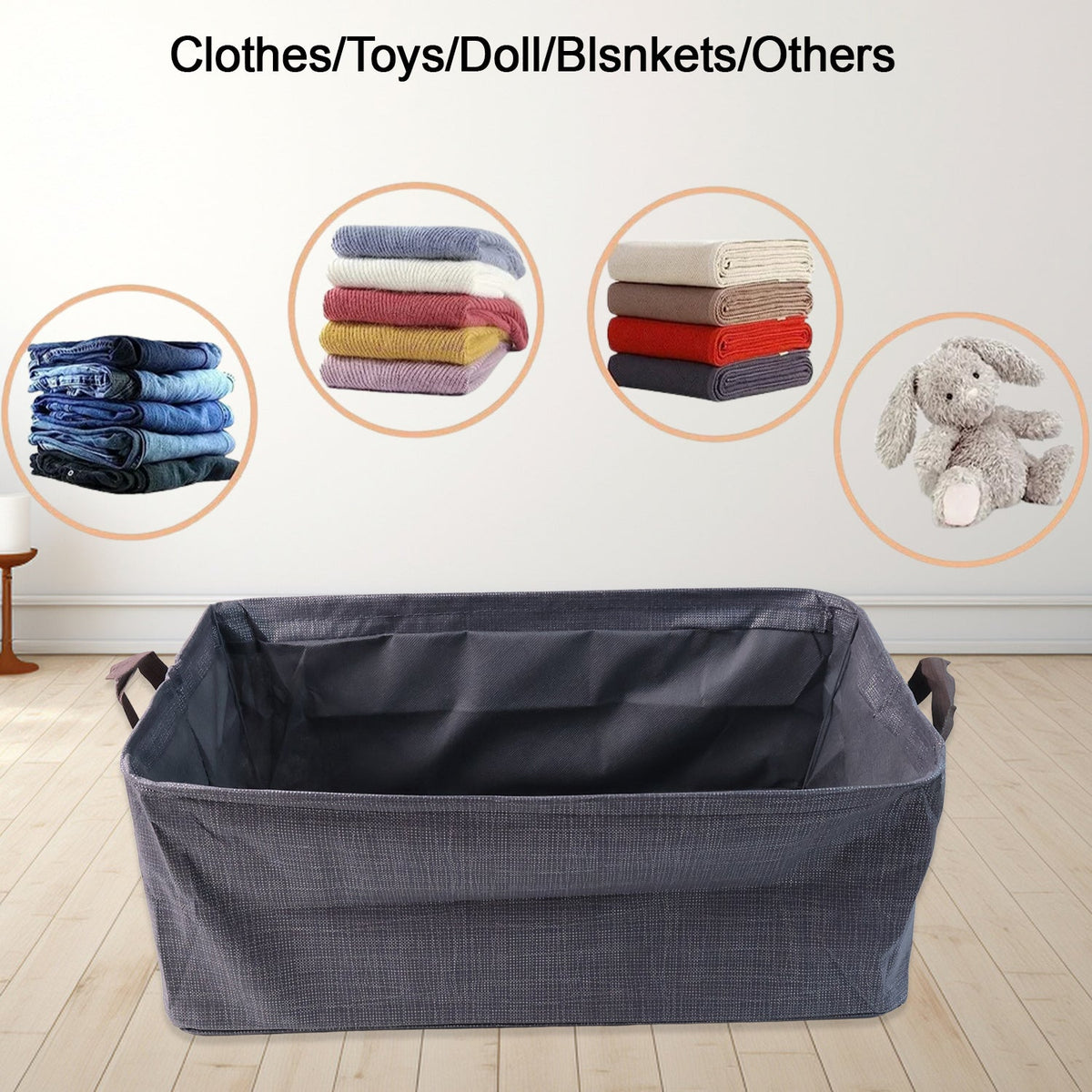 Foldable Cloth Storage Organizer Bag With Handles (Approx 46x27Cm\1Pc)