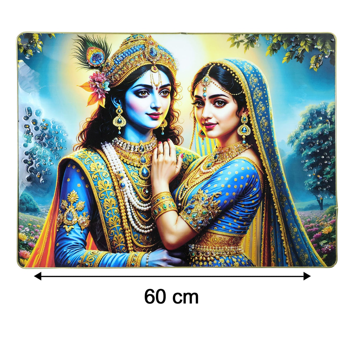 Elegant Radha Krishna Artistic Wall Frame (1 Pc, 60x45 Cm)