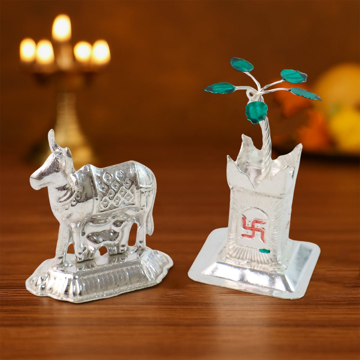Silver-Plated Kamdhenu Cow 
