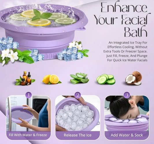 Multipurpose Folding Silicone Facial Ice Bath Bowl
