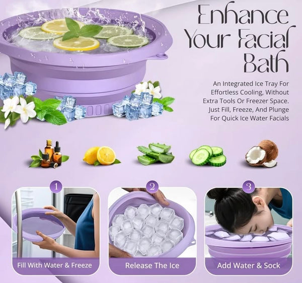 Multipurpose Folding Silicone Facial Ice Bath Bowl
