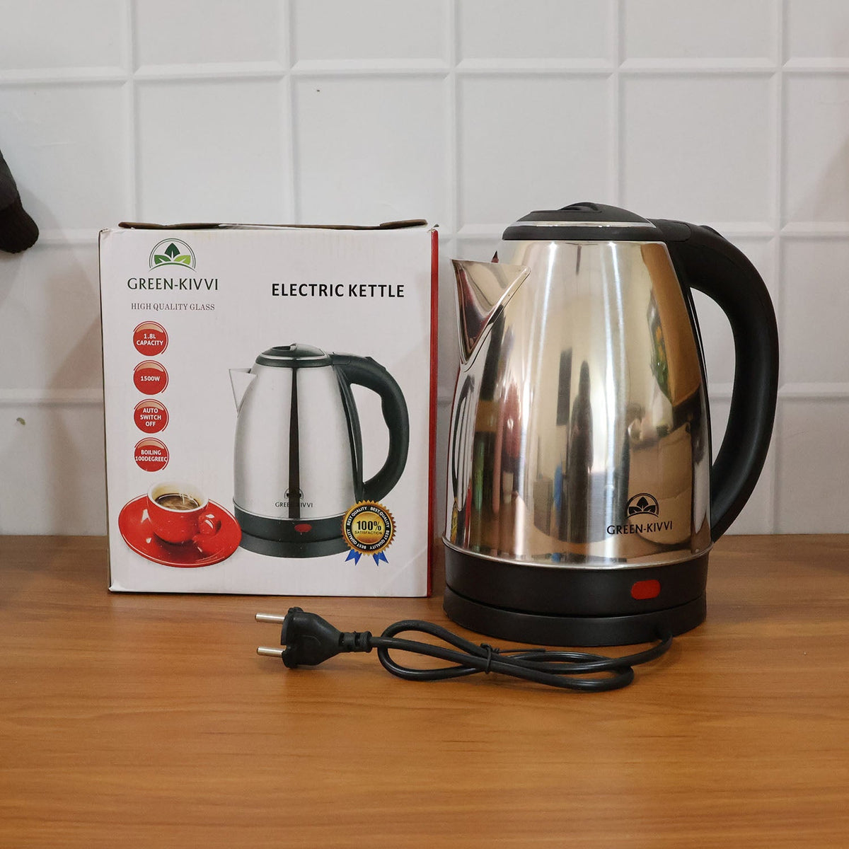 Electric Stainless-Steel Kettle (1800ML, 1 Pc)