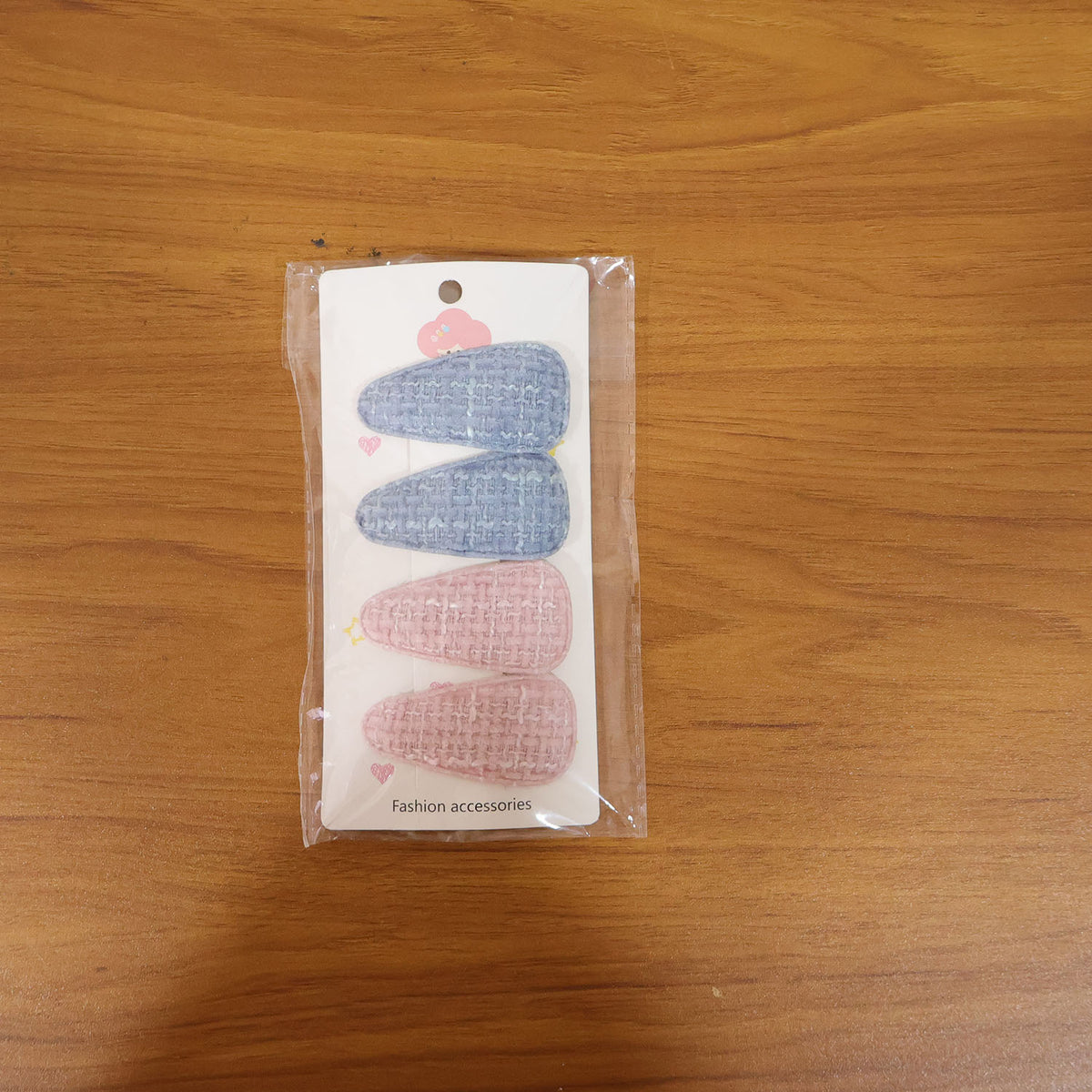 Textured Fabric Snap Hair Clips Set (4 Pc)