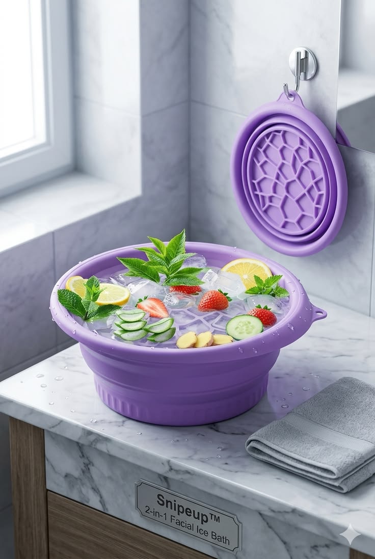 Multipurpose Folding Silicone Facial Ice Bath Bowl