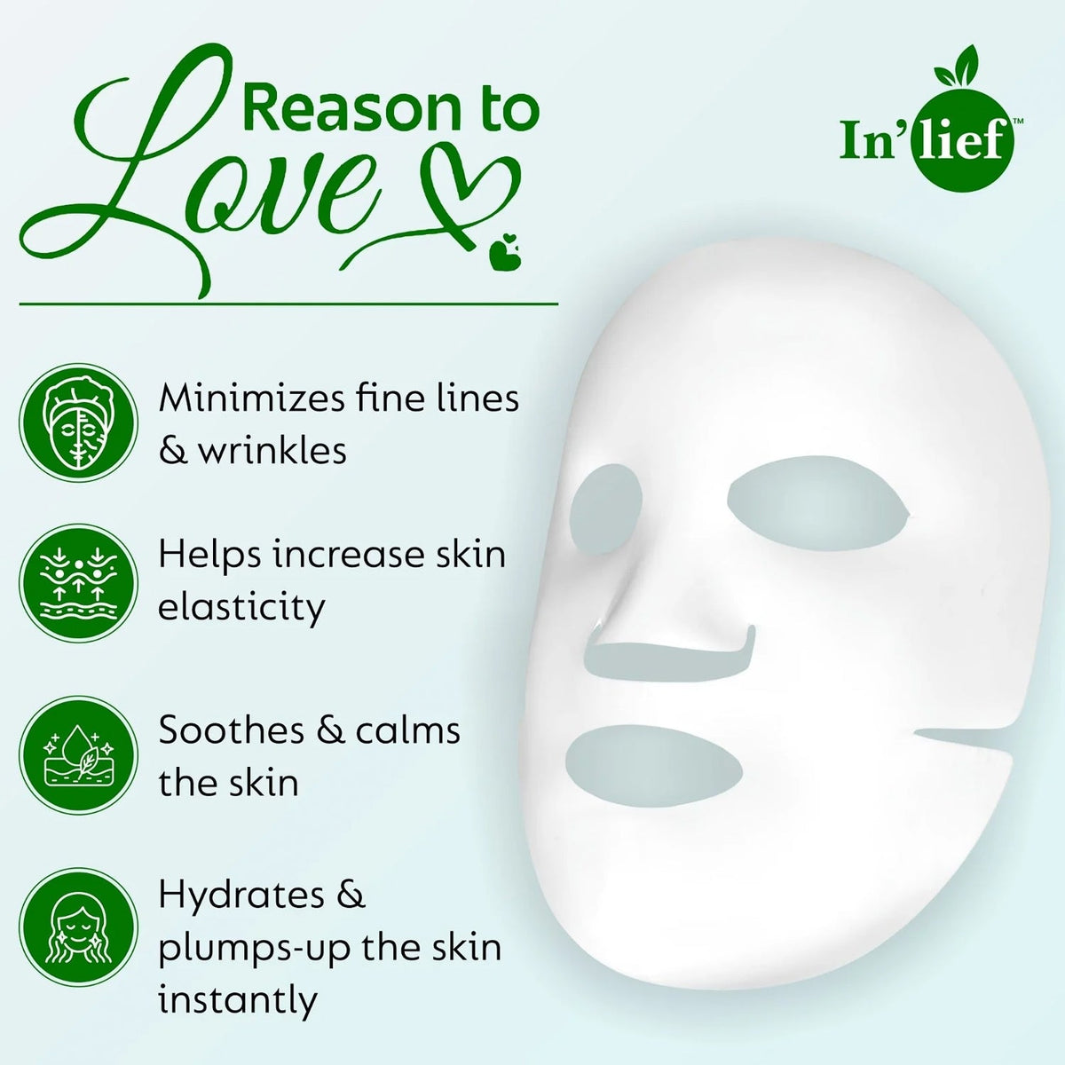 In’lief Hyaluronic Acid 0.1% & Aloe Vera 0.5% Hydrating Facial mask (1 Pc)