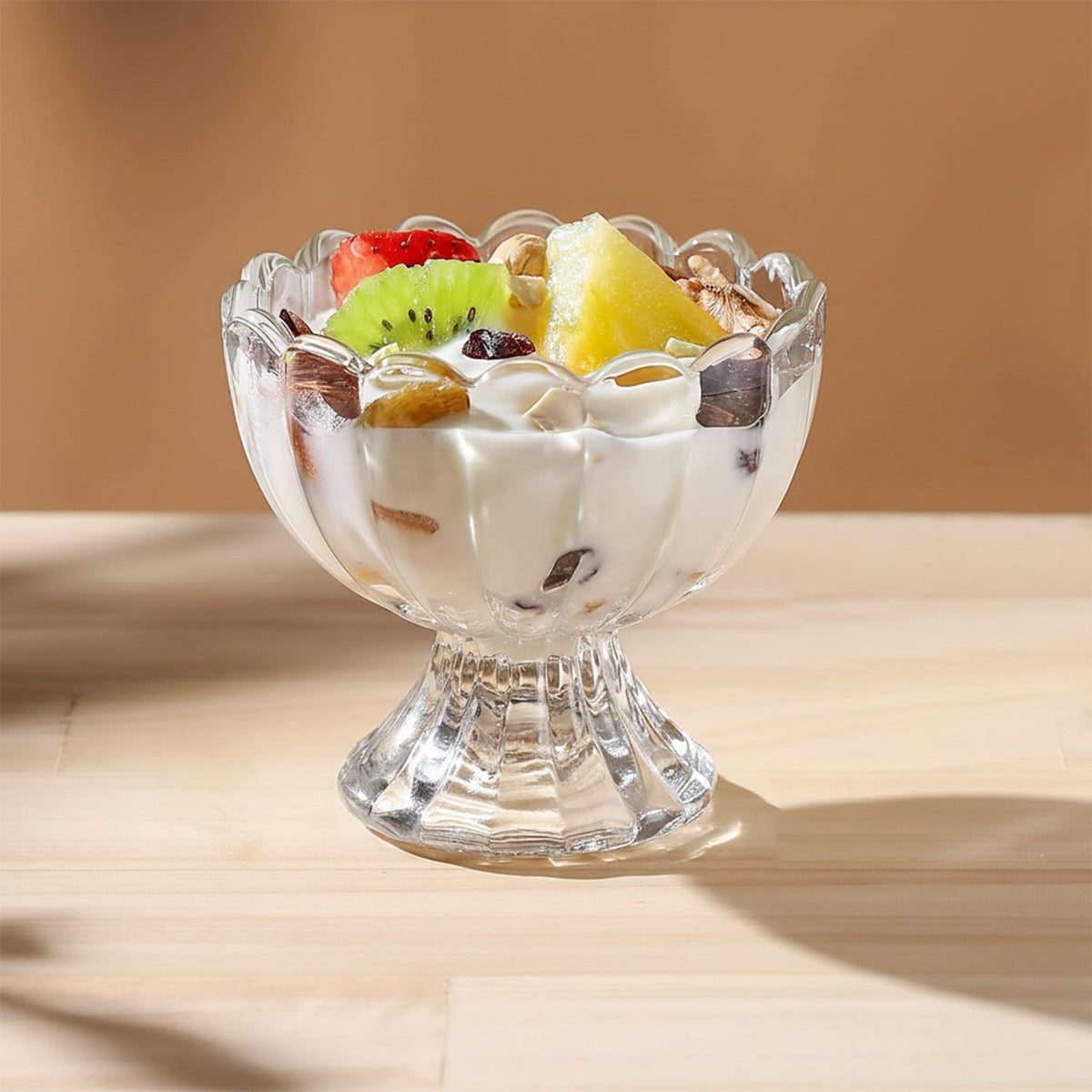 Serving Dessert Bowl Set - 6pcs Ice Cream, Salad, and Fruit Bowls (Brown Box)