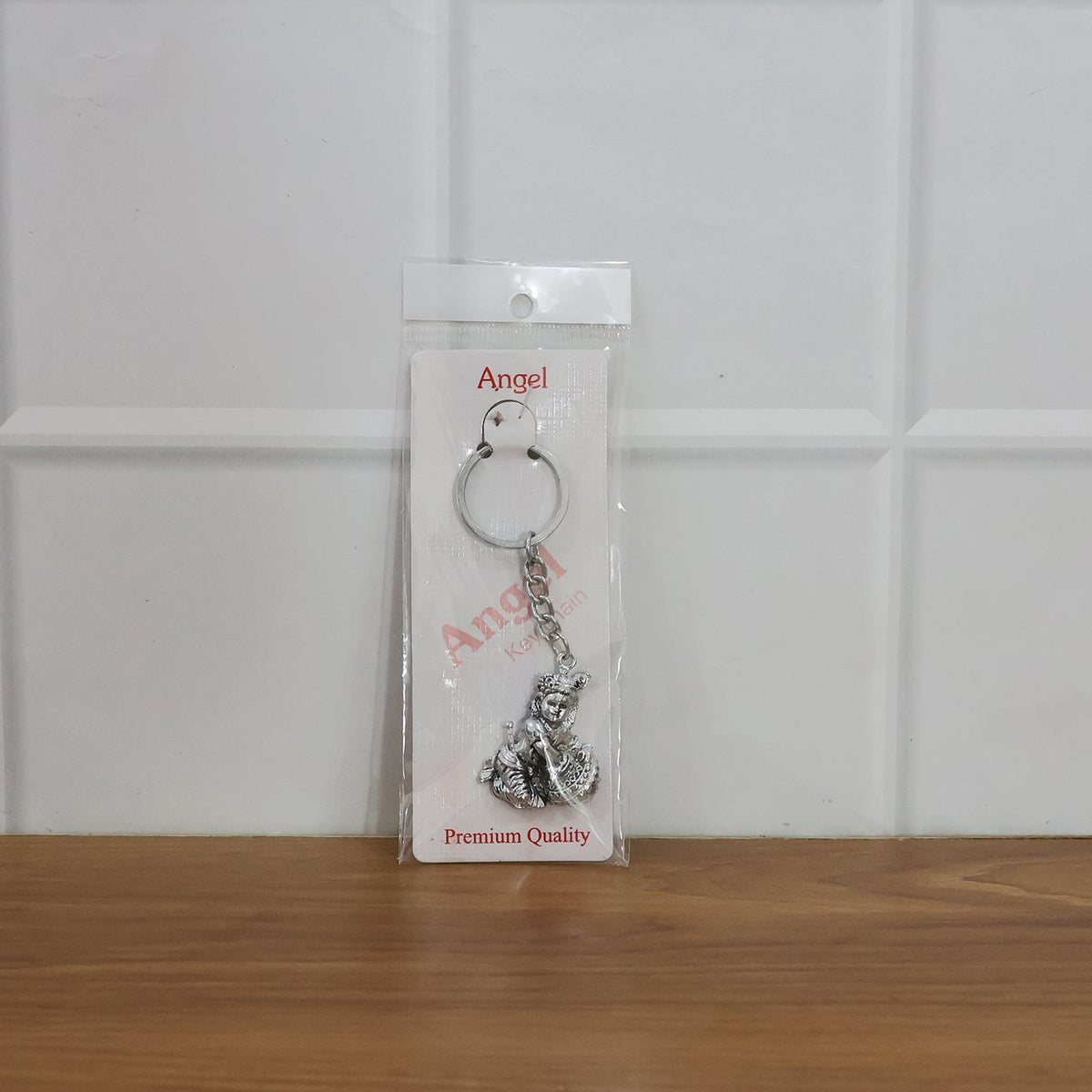 Premium Silver-Finish Metal Bal Krishna Eating Makhan Keychain (1 Pc)