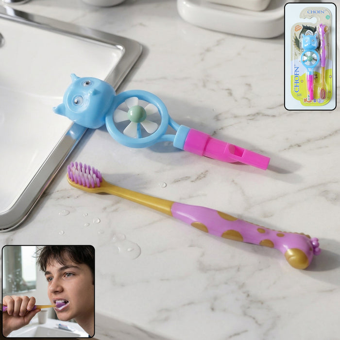 Kids toothbrush with whistle fan