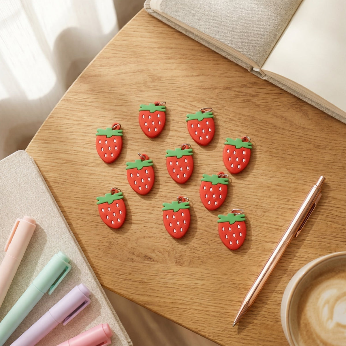 Strawberry Design Bag Charm Keychain Set (10 Pc)