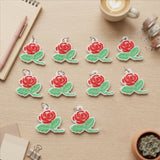Rose Flower Design Bag Charm Keychain Set (10 Pc)