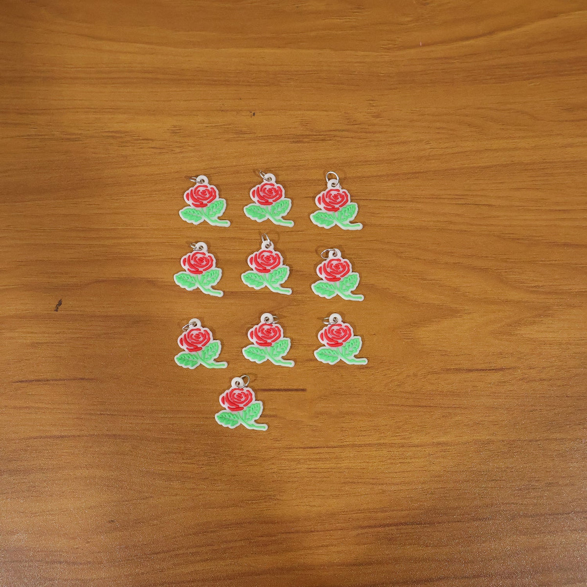 Rose Flower Design Bag Charm Keychain Set (10 Pc)