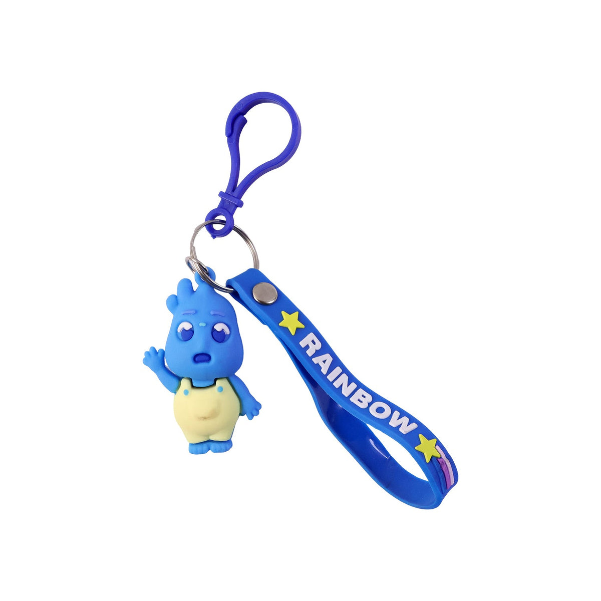 Cute Cartoon Character Keychain with Silicone Strap & Carabiner Clip – 1 Pc