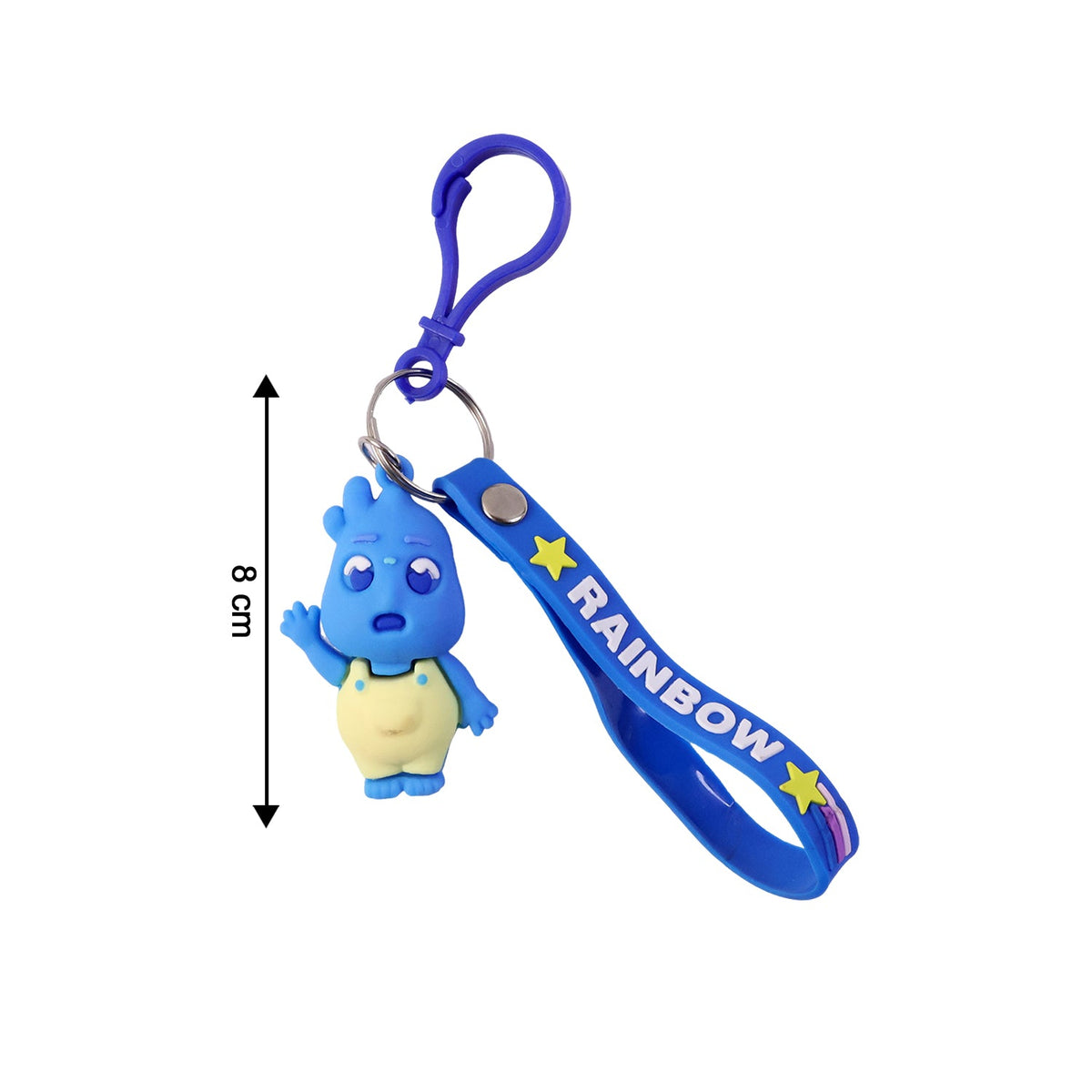 Cute Cartoon Character Keychain with Silicone Strap & Carabiner Clip – 1 Pc