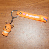 Cute Cartoon Silicone 3D Key Chain with Metal Hook & Strap (Pack of 1)