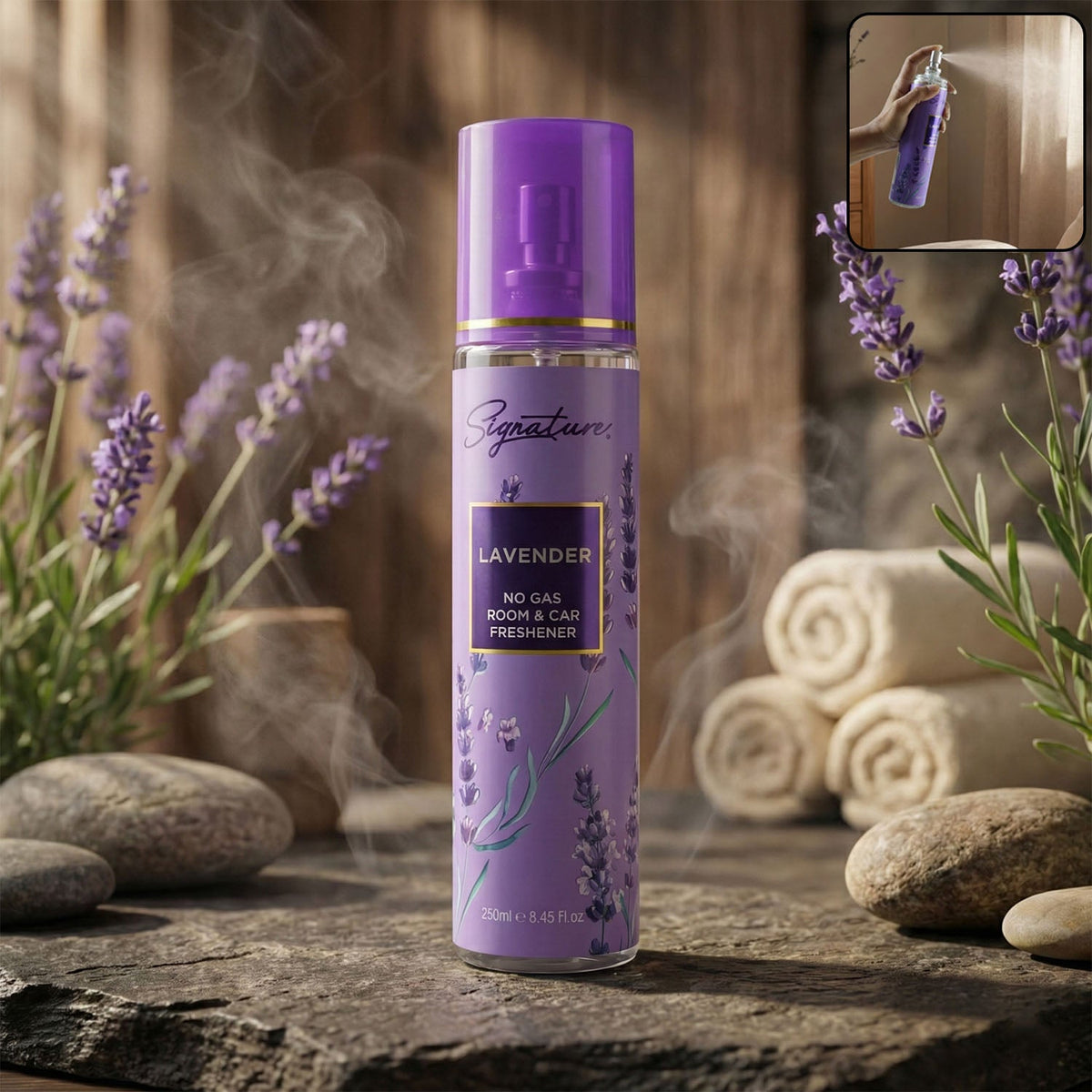 Lavender No Gas Room & Car Freshener Spray (250ml, 1 Pc)