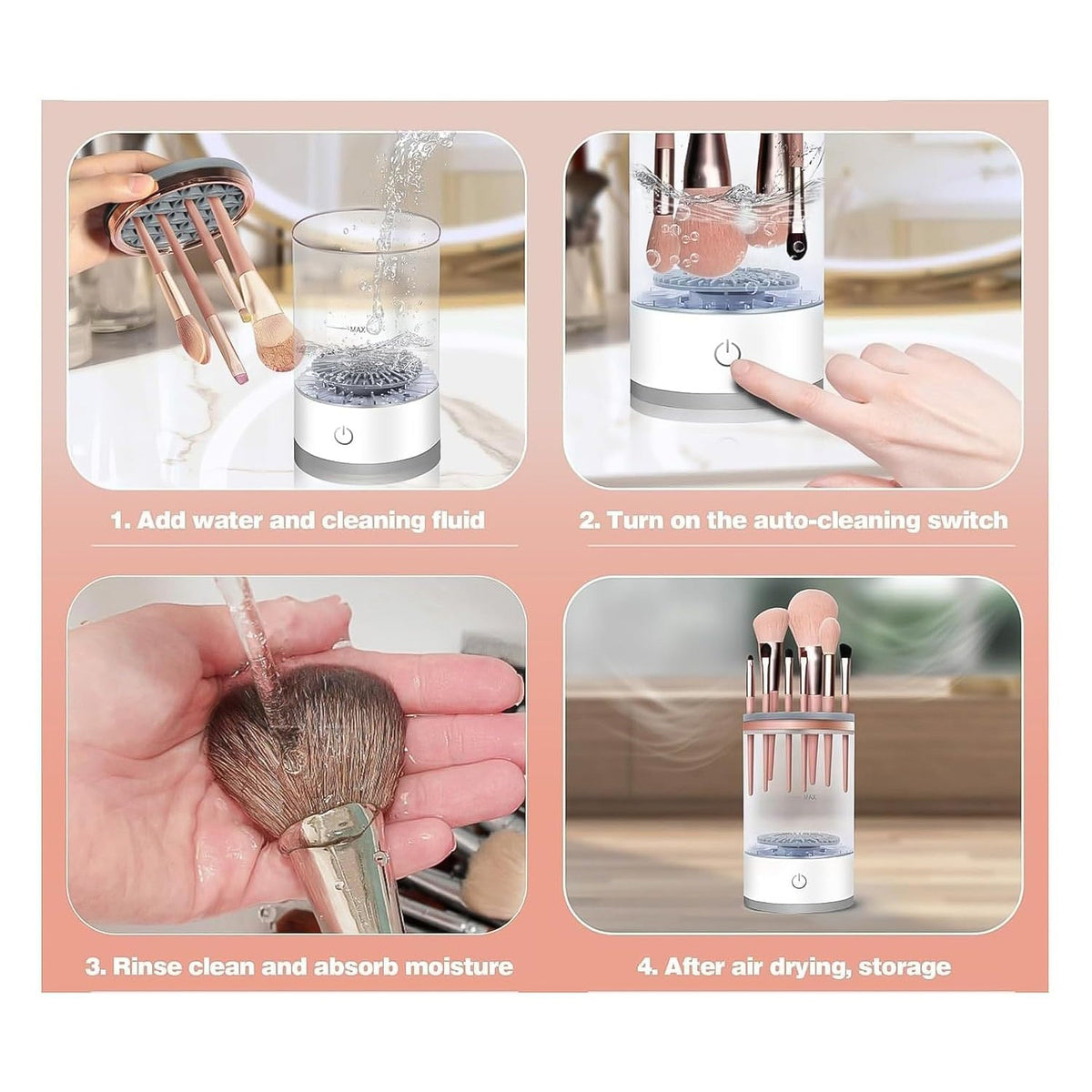 Electric Makeup Brush Cleaner Dryer – Automatic USB Rechargeable Brush Washing