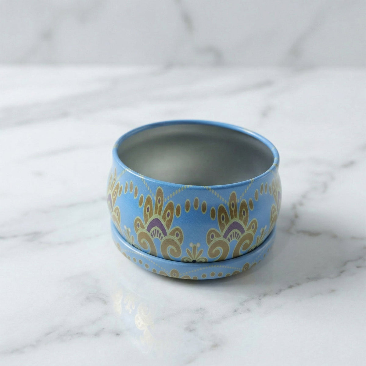 Premium Decorative Mandala Printed Metal Candle Container (1 Pc)