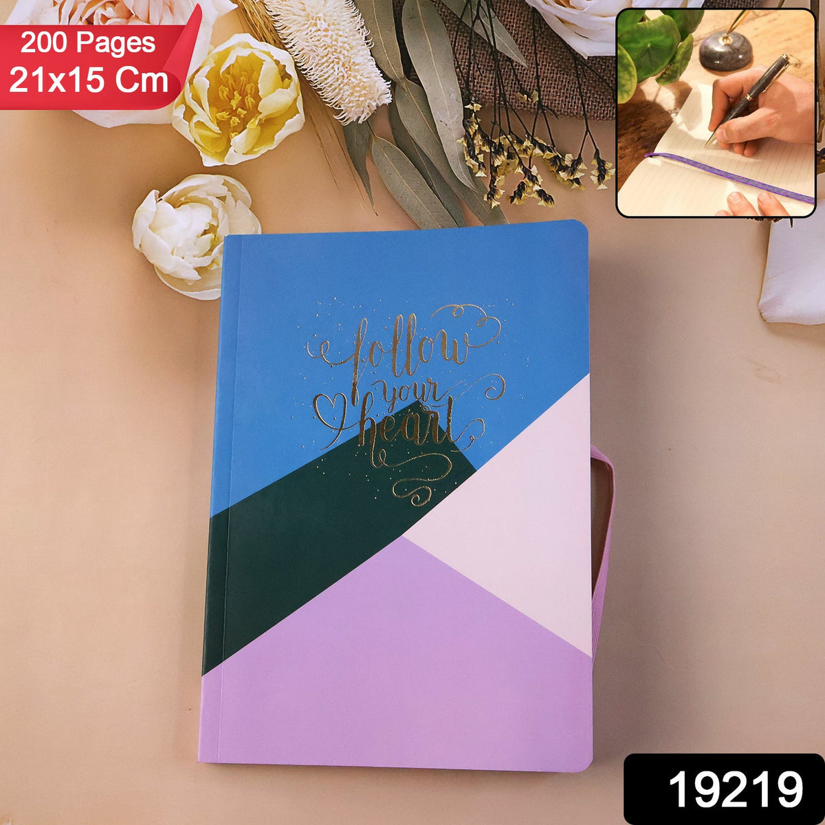 Hardcover Ruled Notebook, Diary & 200 Pages 21x15 cm (1 Pc)