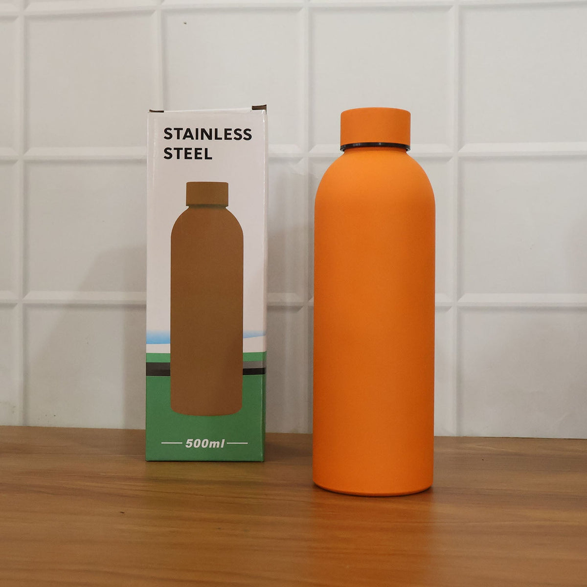 Stainless Steel Double Wall Vacuum-Insulated Drink Water (Orange / 500 ML Approx)