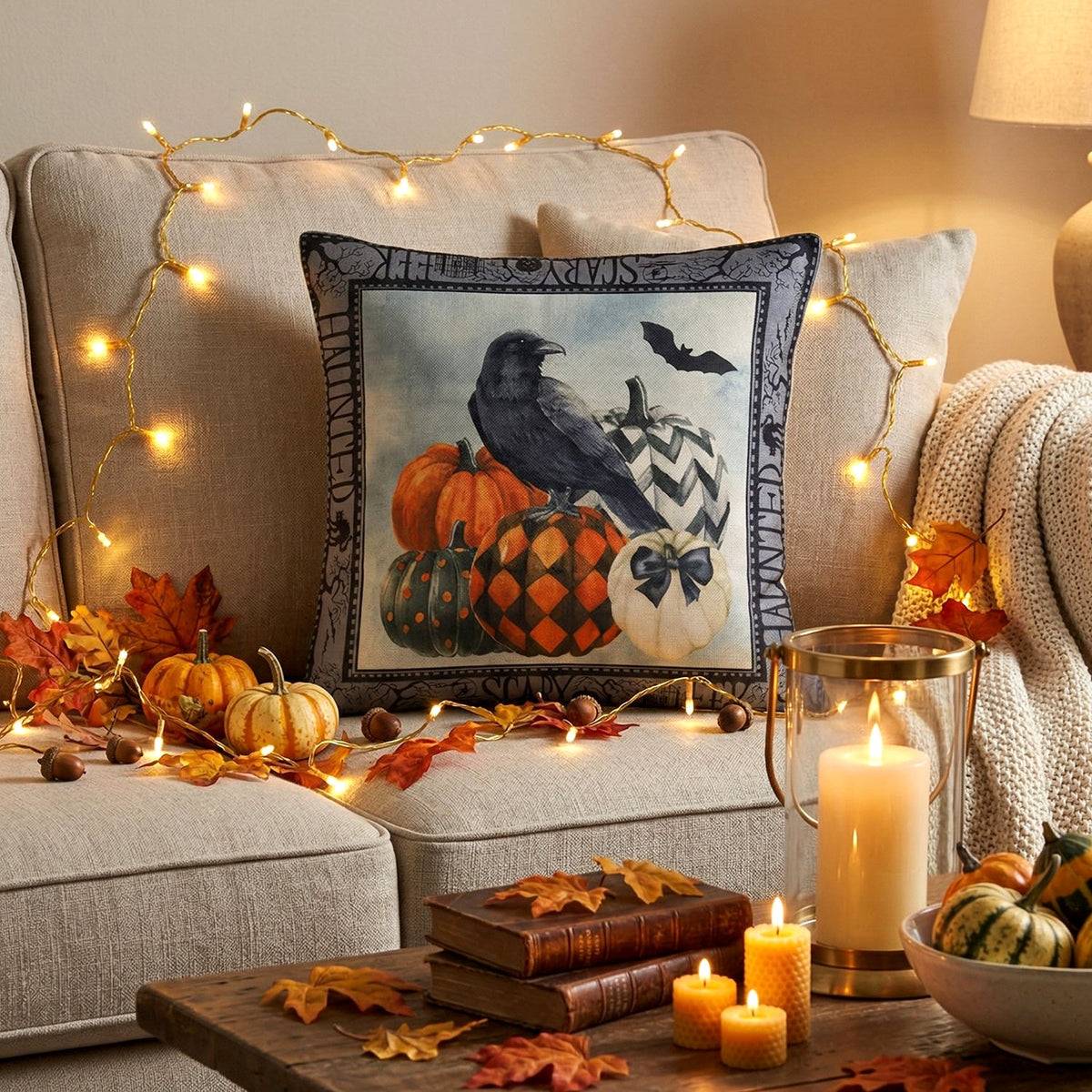 45x45 Cm Decorative Printed Cushion Pillow Cover with Zipper (1 Pc)