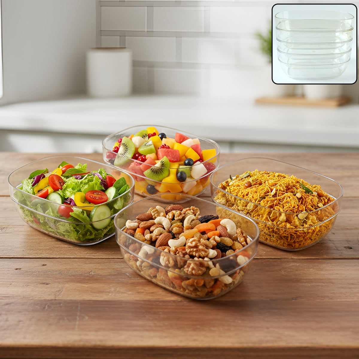 Transparent Multipurpose Serving Bowl Set (4 Pc Set)