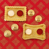 Ornate Rectangular Pooja Tilak Plate - (Mix Design / 1 Pc)