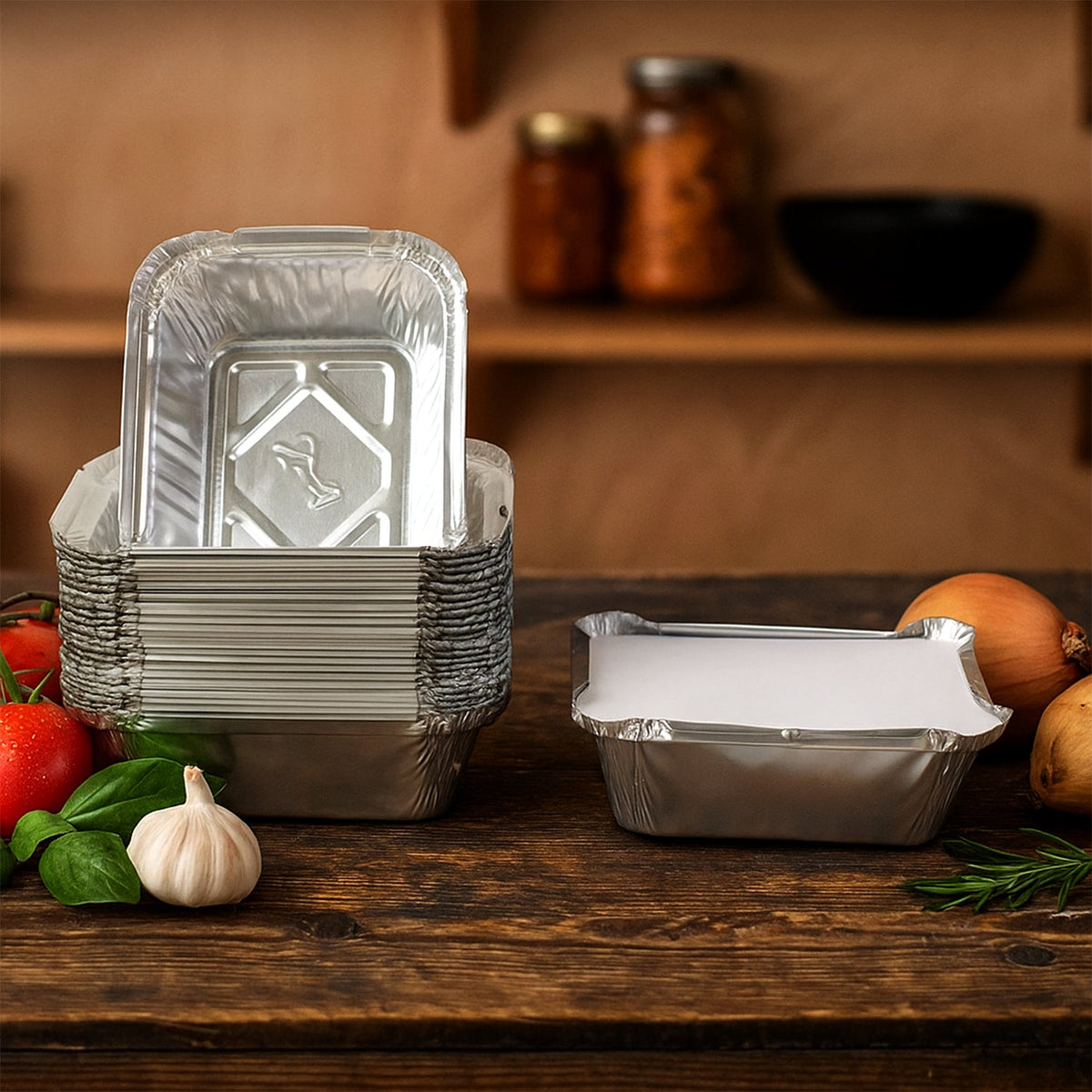 Disposable Aluminium Food Containers with Lids – 250 ml Capacity (Pack of 25)