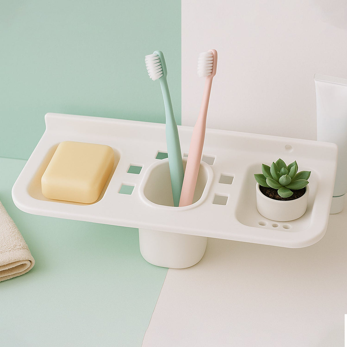 Plastic Soap Dish and plastic soap dish tray (2 Pc)