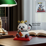 Solar powered moving hand panda showpiece