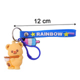 Trendy rainbow strap bear keychain