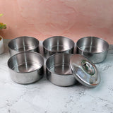 5 Compartment Lunch Box (Stainless Steel): Round Tiffin, Leakproof (16x5")