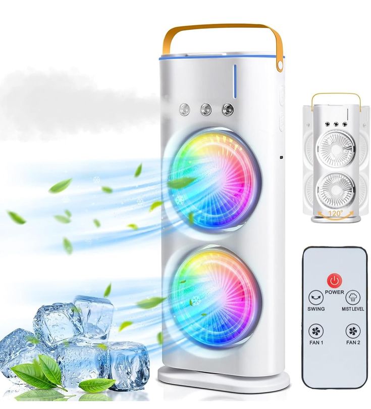 Electric Fan Desktop Double-Head Powerful Air (1 Pc / With Remote / Plug and Play)