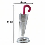 Stainless Steel Umbrella Tea Strainer with Stand Drip Tray Reusable Tea Infuser Filter (1 Pc)